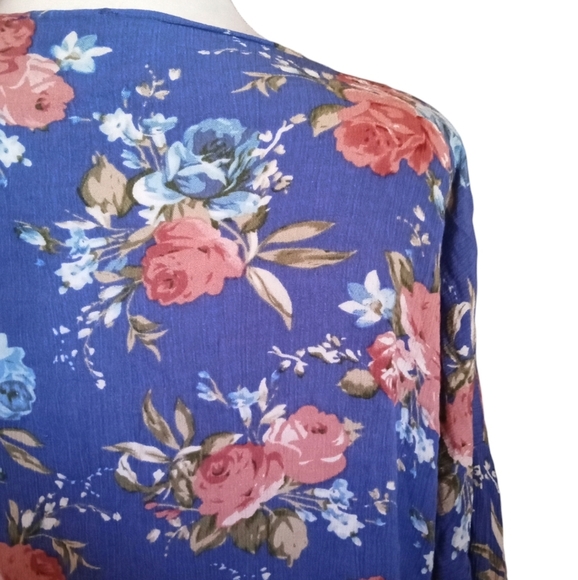 Umgee Floral Open Front Kimono Lace Trim Size Small Boho Festival Cottagecore - Picture 7 of 9